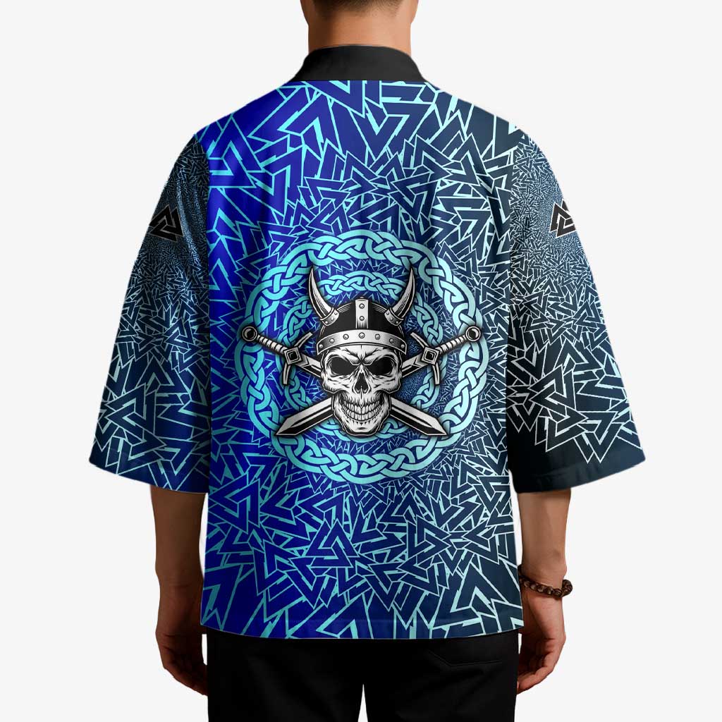Viking Skull Kimono with Horned Helmet and Swords Nordic Warrior Tribute - Wonder Print Shop