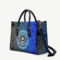 Viking Skull Leather Bag with Horned Helmet and Swords Nordic Warrior Tribute - Wonder Print Shop