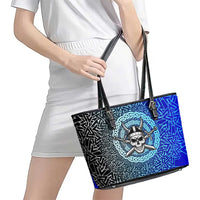 Viking Skull Leather Tote Bag with Horned Helmet and Swords Nordic Warrior Tribute - Wonder Print Shop