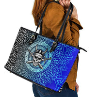 Viking Skull Leather Tote Bag with Horned Helmet and Swords Nordic Warrior Tribute - Wonder Print Shop