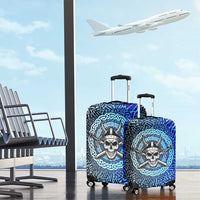 Viking Skull Luggage Cover with Horned Helmet and Swords Nordic Warrior Tribute - Wonder Print Shop