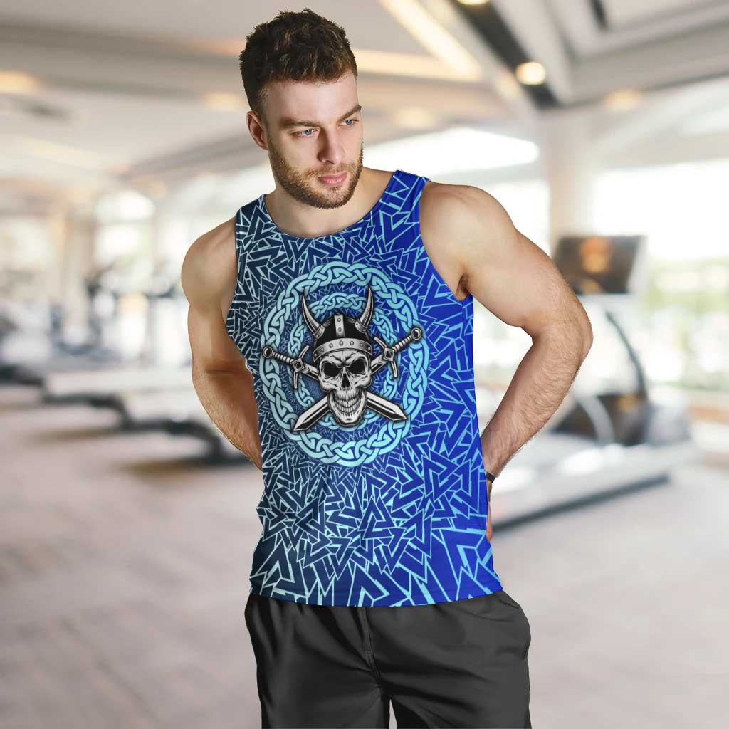 Viking Skull Men Tank Top with Horned Helmet and Swords Nordic Warrior Tribute - Wonder Print Shop