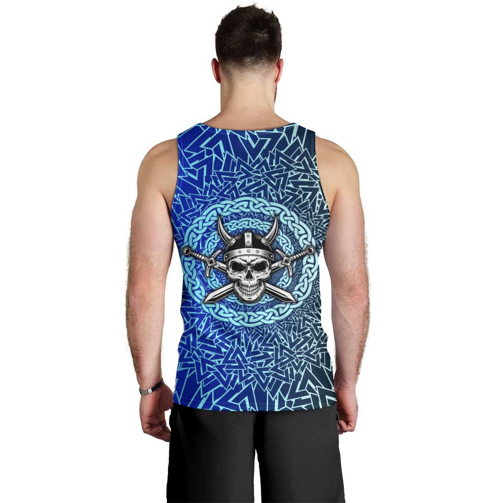 Viking Skull Men Tank Top with Horned Helmet and Swords Nordic Warrior Tribute - Wonder Print Shop
