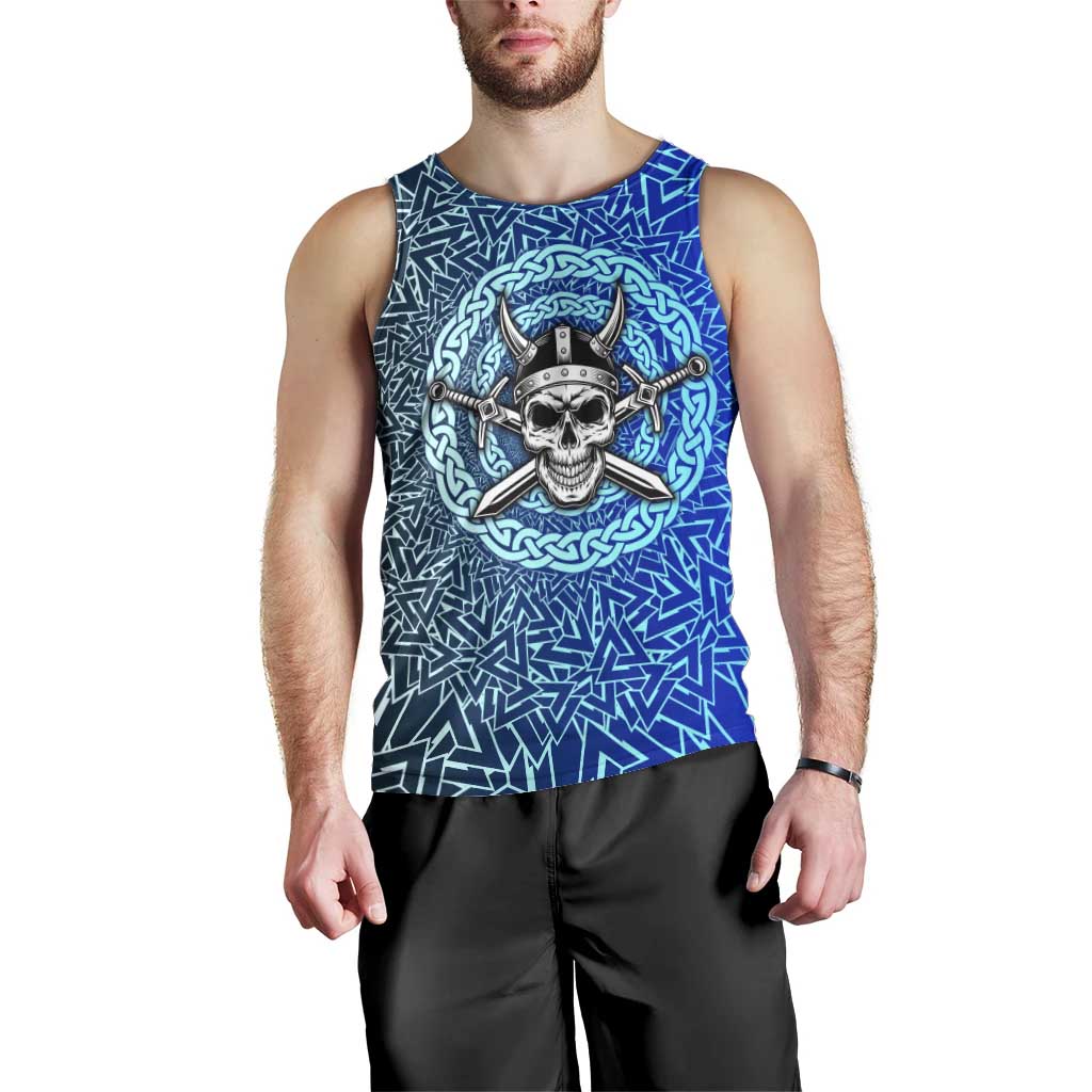 Viking Skull Men Tank Top with Horned Helmet and Swords Nordic Warrior Tribute - Wonder Print Shop