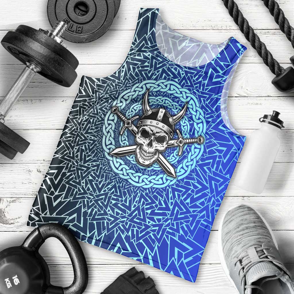 Viking Skull Men Tank Top with Horned Helmet and Swords Nordic Warrior Tribute - Wonder Print Shop