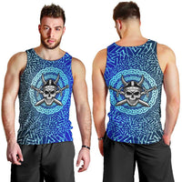Viking Skull Men Tank Top with Horned Helmet and Swords Nordic Warrior Tribute - Wonder Print Shop