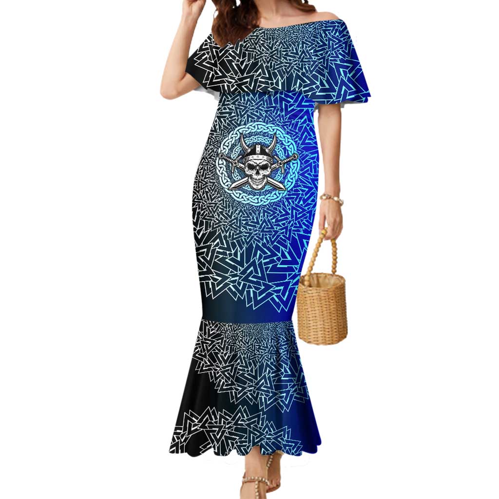 Viking Skull Mermaid Dress with Horned Helmet and Swords Nordic Warrior Tribute - Wonder Print Shop