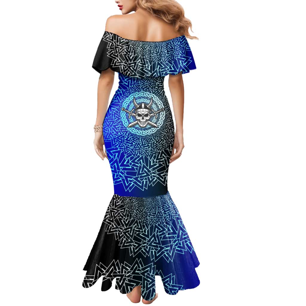 Viking Skull Mermaid Dress with Horned Helmet and Swords Nordic Warrior Tribute - Wonder Print Shop