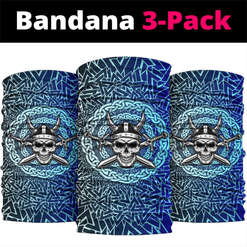 Viking Skull Neck Gaiter with Horned Helmet and Swords Nordic Warrior Tribute - Wonder Print Shop