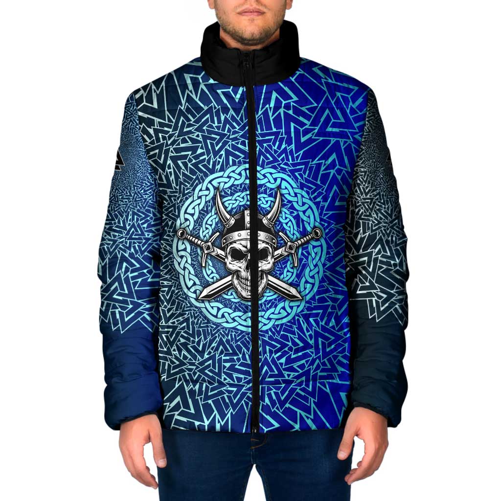 Viking Skull Padded Jacket with Horned Helmet and Swords Nordic Warrior Tribute - Wonder Print Shop