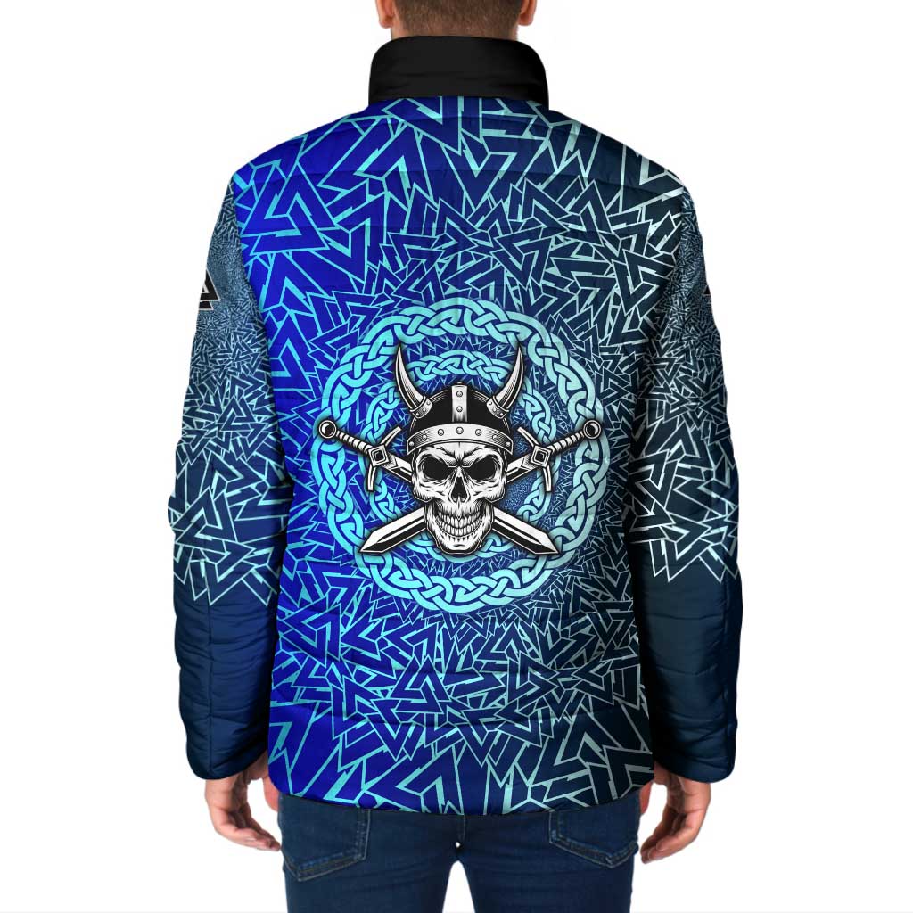 Viking Skull Padded Jacket with Horned Helmet and Swords Nordic Warrior Tribute - Wonder Print Shop