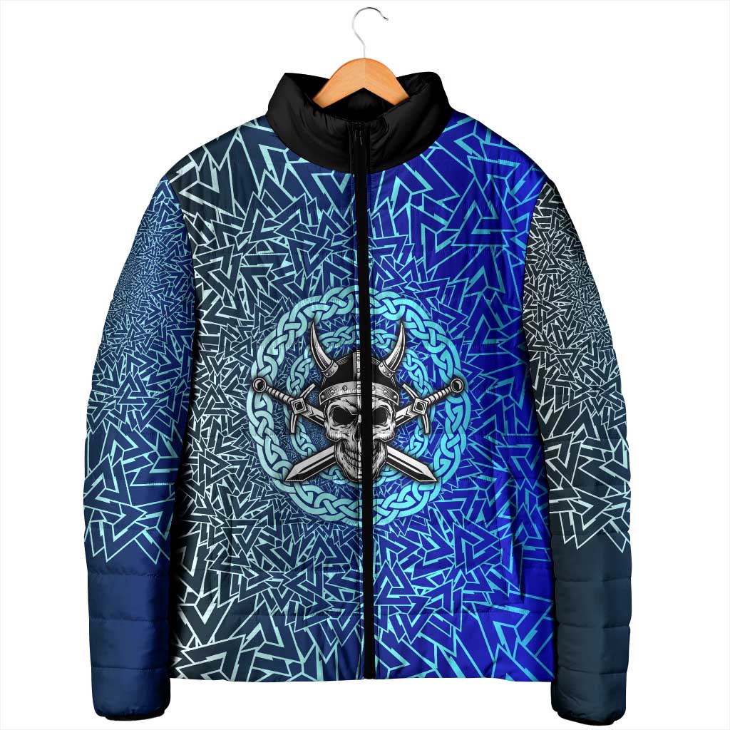 Viking Skull Padded Jacket with Horned Helmet and Swords Nordic Warrior Tribute - Wonder Print Shop