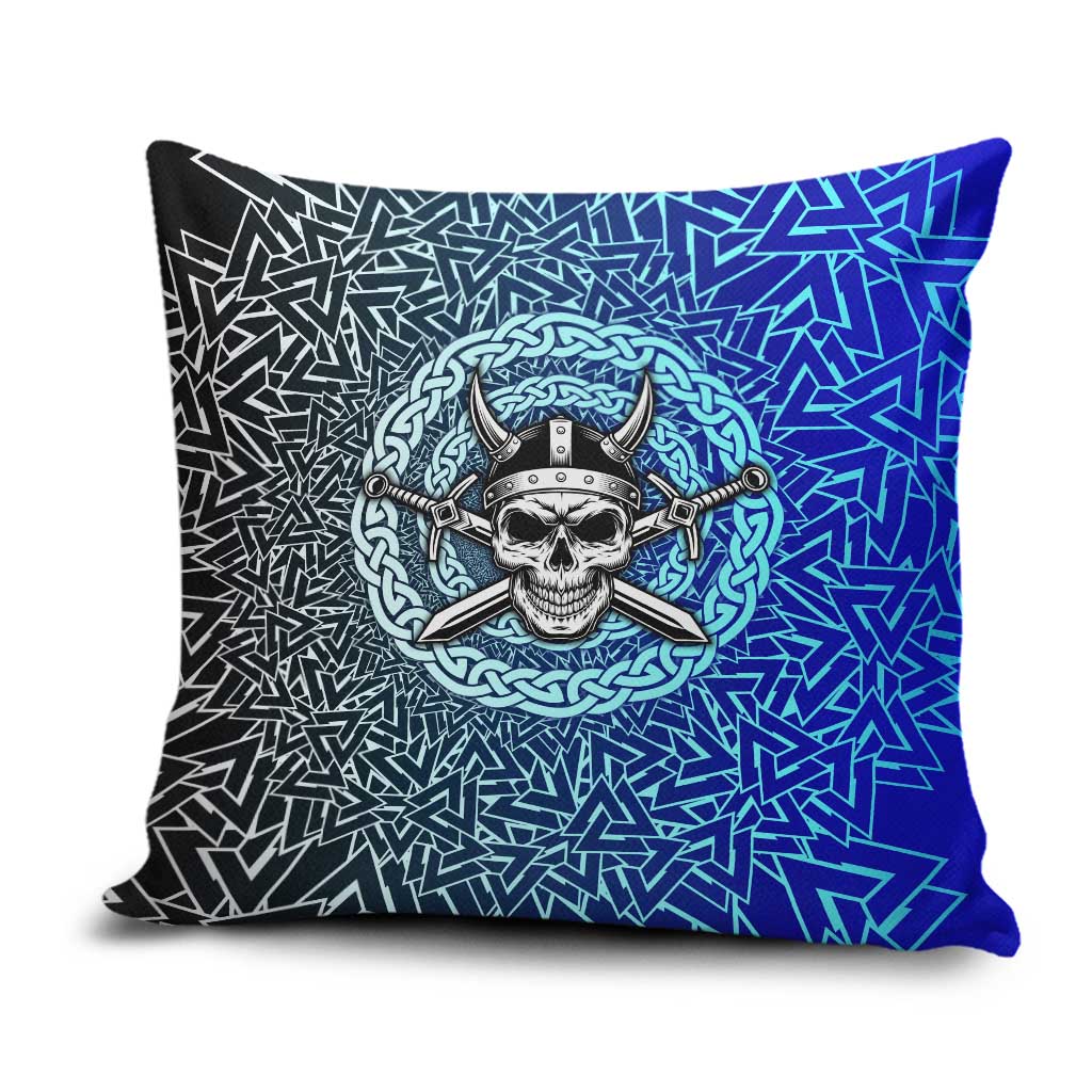 Viking Skull Pillow Cover with Horned Helmet and Swords Nordic Warrior Tribute - Wonder Print Shop