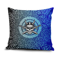 Viking Skull Pillow Cover with Horned Helmet and Swords Nordic Warrior Tribute - Wonder Print Shop