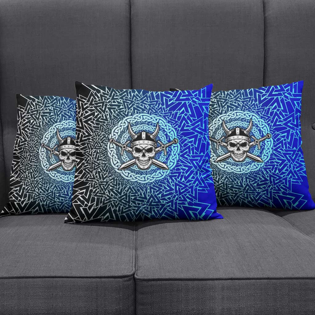 Viking Skull Pillow Cover with Horned Helmet and Swords Nordic Warrior Tribute - Wonder Print Shop