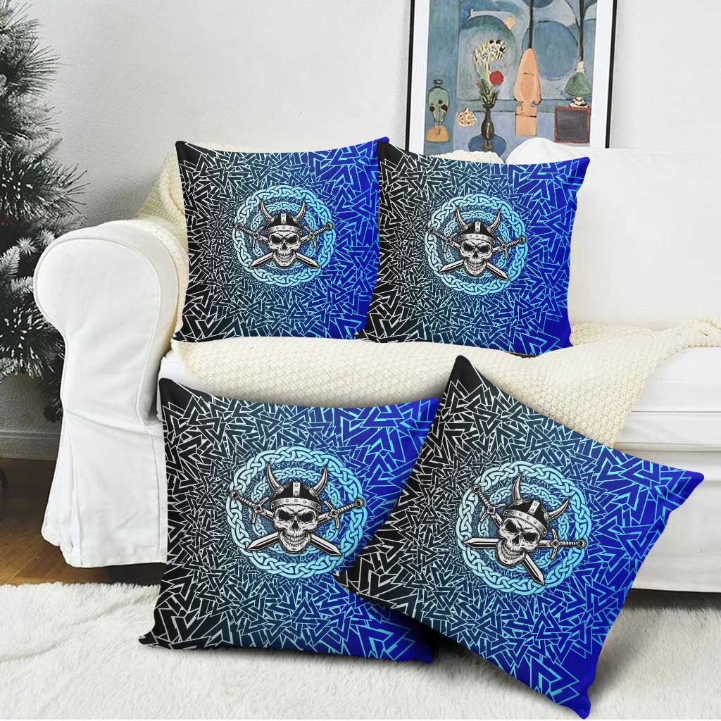 Viking Skull Pillow Cover with Horned Helmet and Swords Nordic Warrior Tribute - Wonder Print Shop