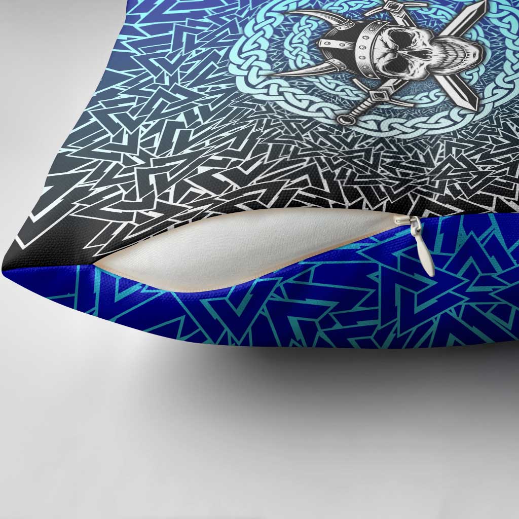 Viking Skull Pillow Cover with Horned Helmet and Swords Nordic Warrior Tribute - Wonder Print Shop