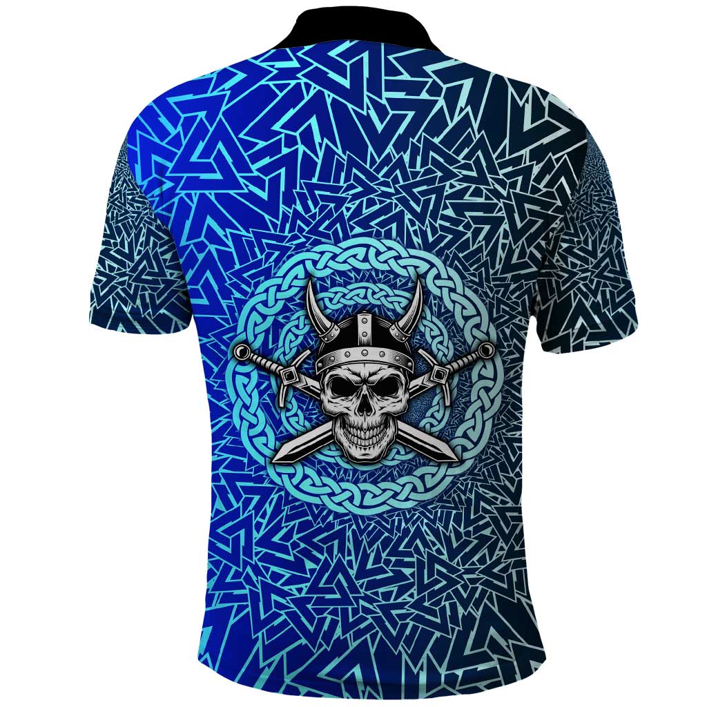 Viking Skull Polo Shirt with Horned Helmet and Swords Nordic Warrior Tribute - Wonder Print Shop