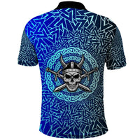 Viking Skull Polo Shirt with Horned Helmet and Swords Nordic Warrior Tribute - Wonder Print Shop