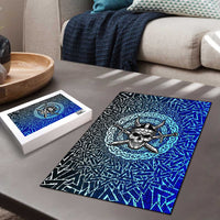 Viking Skull Puzzle with Horned Helmet and Swords Nordic Warrior Tribute - Wonder Print Shop