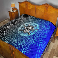 Viking Skull Quilt with Horned Helmet and Swords Nordic Warrior Tribute - Wonder Print Shop