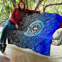 Viking Skull Quilt with Horned Helmet and Swords Nordic Warrior Tribute - Wonder Print Shop