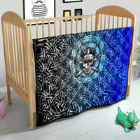 Viking Skull Quilt with Horned Helmet and Swords Nordic Warrior Tribute - Wonder Print Shop