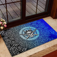Viking Skull Rubber Doormat with Horned Helmet and Swords Nordic Warrior Tribute - Wonder Print Shop