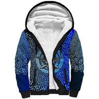 Viking Skull Sherpa Hoodie with Horned Helmet and Swords Nordic Warrior Tribute - Wonder Print Shop