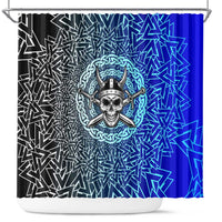 Viking Skull Shower Curtain with Horned Helmet and Swords Nordic Warrior Tribute - Wonder Print Shop