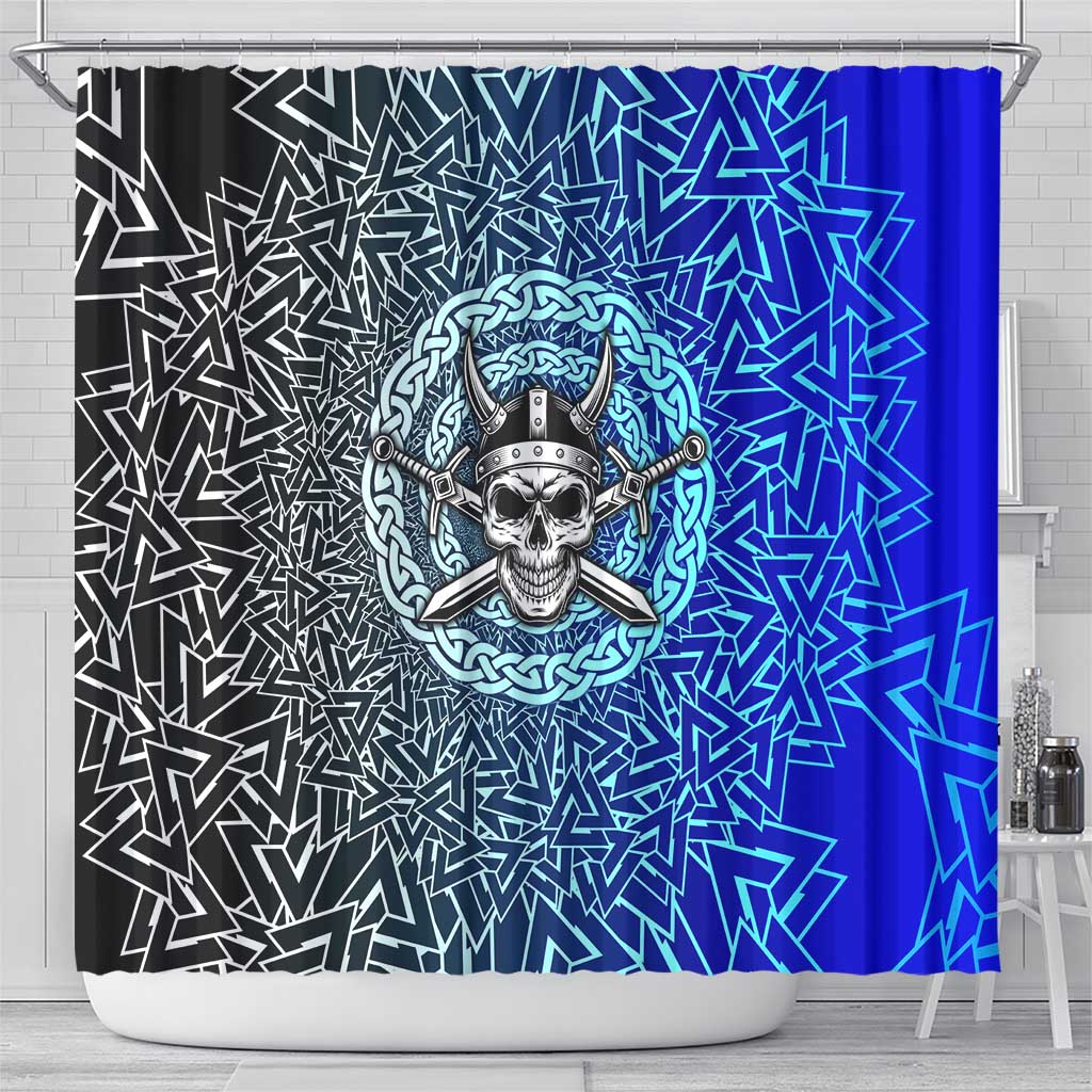 Viking Skull Shower Curtain with Horned Helmet and Swords Nordic Warrior Tribute - Wonder Print Shop