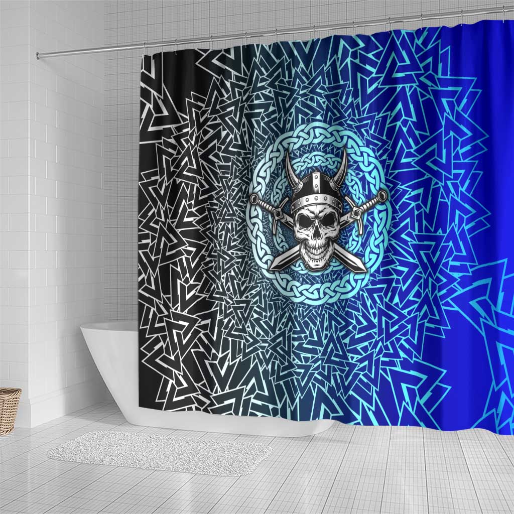 Viking Skull Shower Curtain with Horned Helmet and Swords Nordic Warrior Tribute - Wonder Print Shop