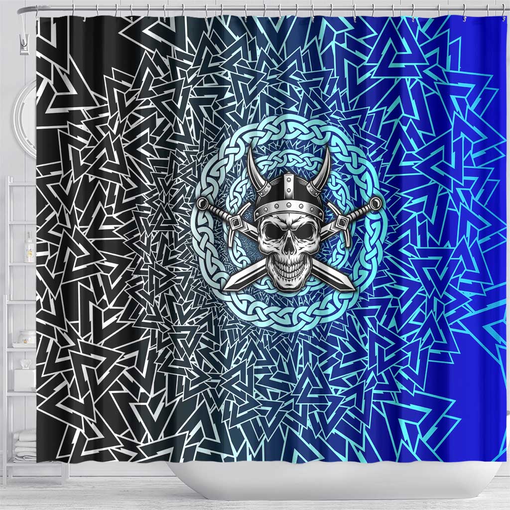 Viking Skull Shower Curtain with Horned Helmet and Swords Nordic Warrior Tribute - Wonder Print Shop