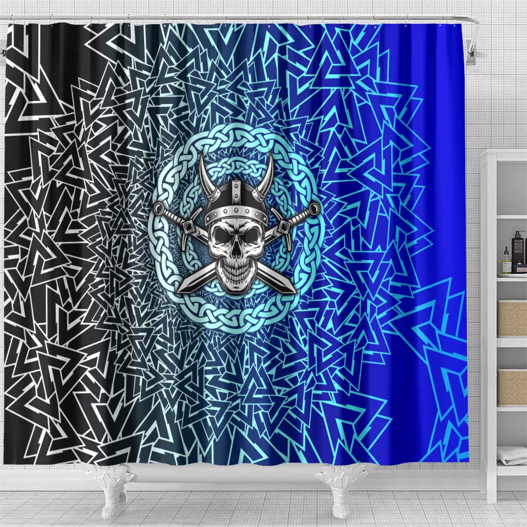 Viking Skull Shower Curtain with Horned Helmet and Swords Nordic Warrior Tribute - Wonder Print Shop