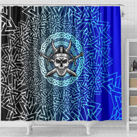 Viking Skull Shower Curtain with Horned Helmet and Swords Nordic Warrior Tribute - Wonder Print Shop