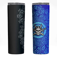 Viking Skull Skinny Tumbler with Horned Helmet and Swords Nordic Warrior Tribute - Wonder Print Shop