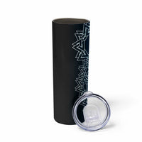 Viking Skull Skinny Tumbler with Horned Helmet and Swords Nordic Warrior Tribute - Wonder Print Shop