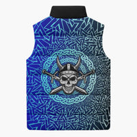 Viking Skull Sleeveless Puffer Jacket with Horned Helmet and Swords Nordic Warrior Tribute - Wonder Print Shop