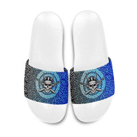 Viking Skull Slide Sandals with Horned Helmet and Swords Nordic Warrior Tribute - Wonder Print Shop