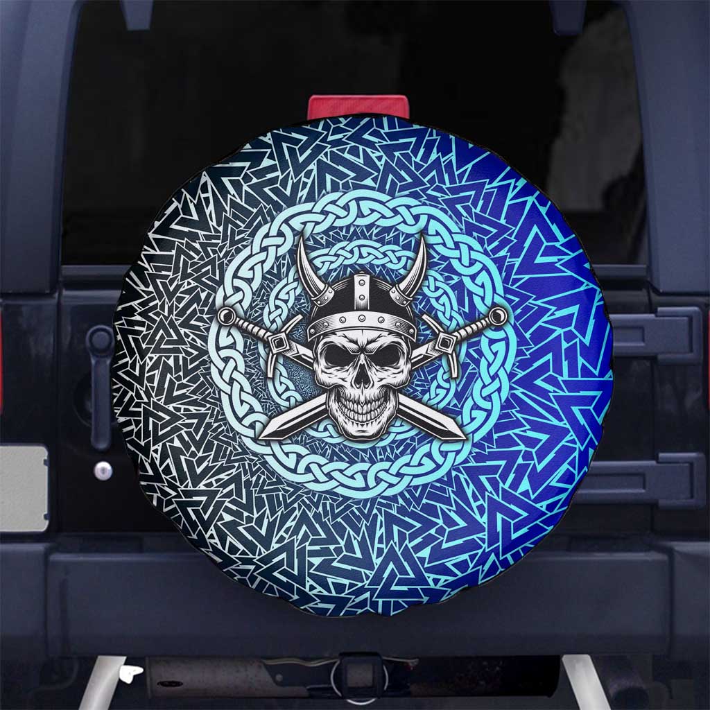 Viking Skull Spare Tire Cover with Horned Helmet and Swords Nordic Warrior Tribute - Wonder Print Shop