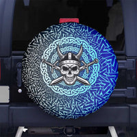 Viking Skull Spare Tire Cover with Horned Helmet and Swords Nordic Warrior Tribute - Wonder Print Shop