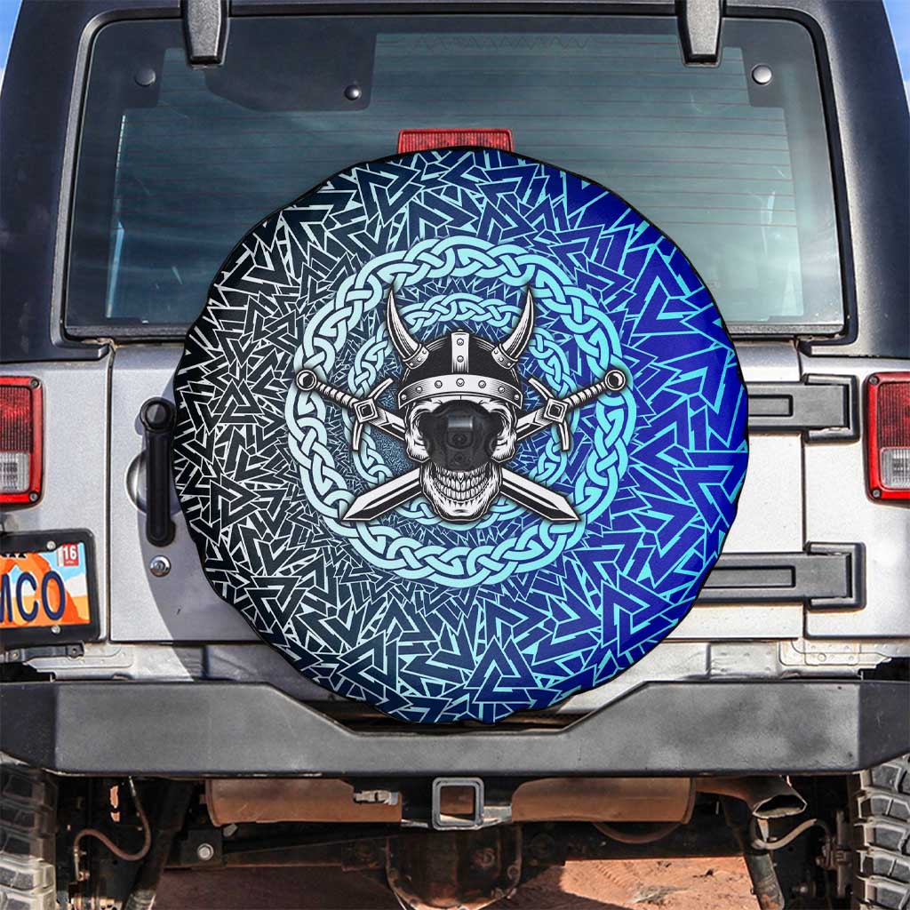 Viking Skull Spare Tire Cover with Horned Helmet and Swords Nordic Warrior Tribute - Wonder Print Shop