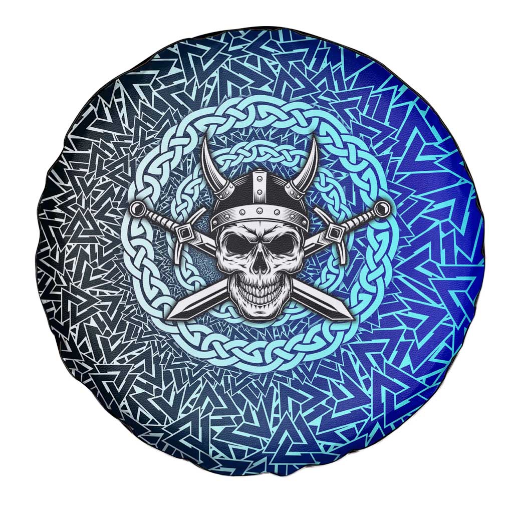 Viking Skull Spare Tire Cover with Horned Helmet and Swords Nordic Warrior Tribute - Wonder Print Shop