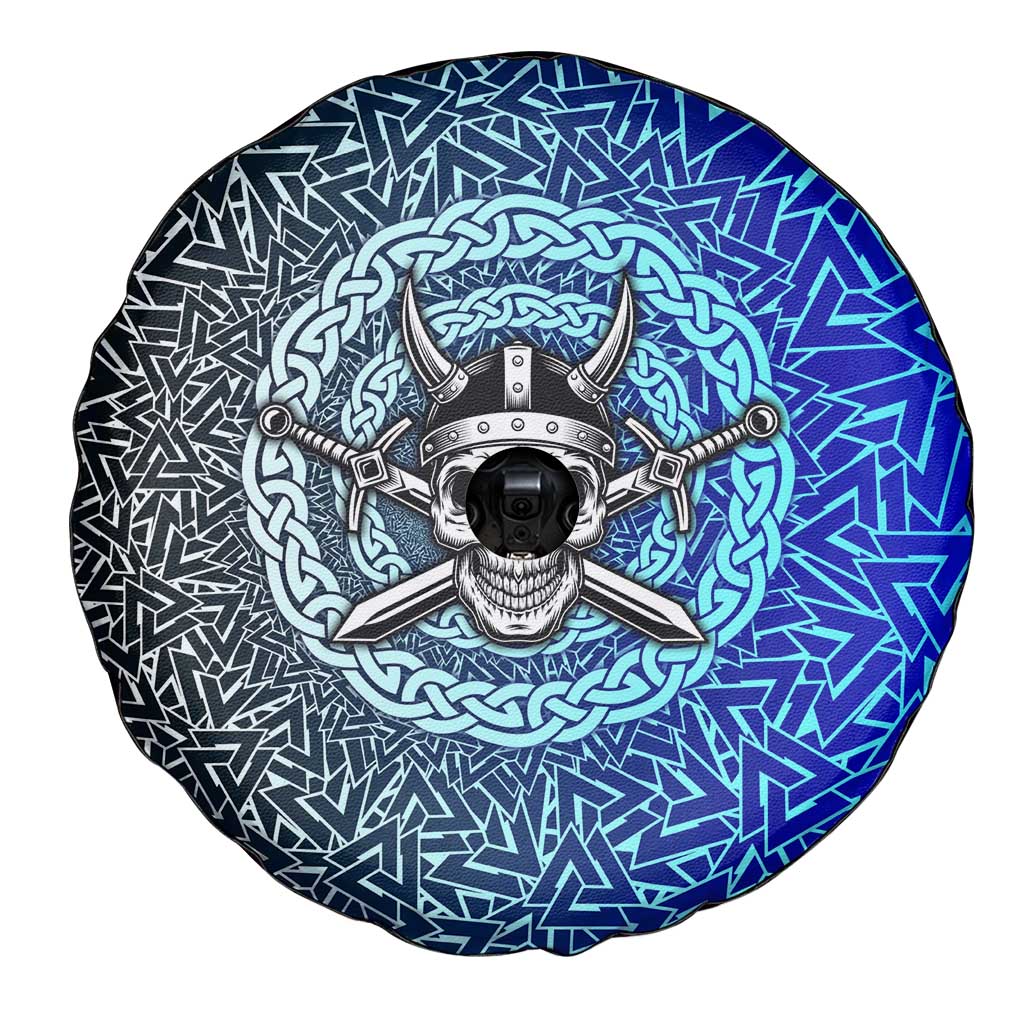 Viking Skull Spare Tire Cover with Horned Helmet and Swords Nordic Warrior Tribute - Wonder Print Shop