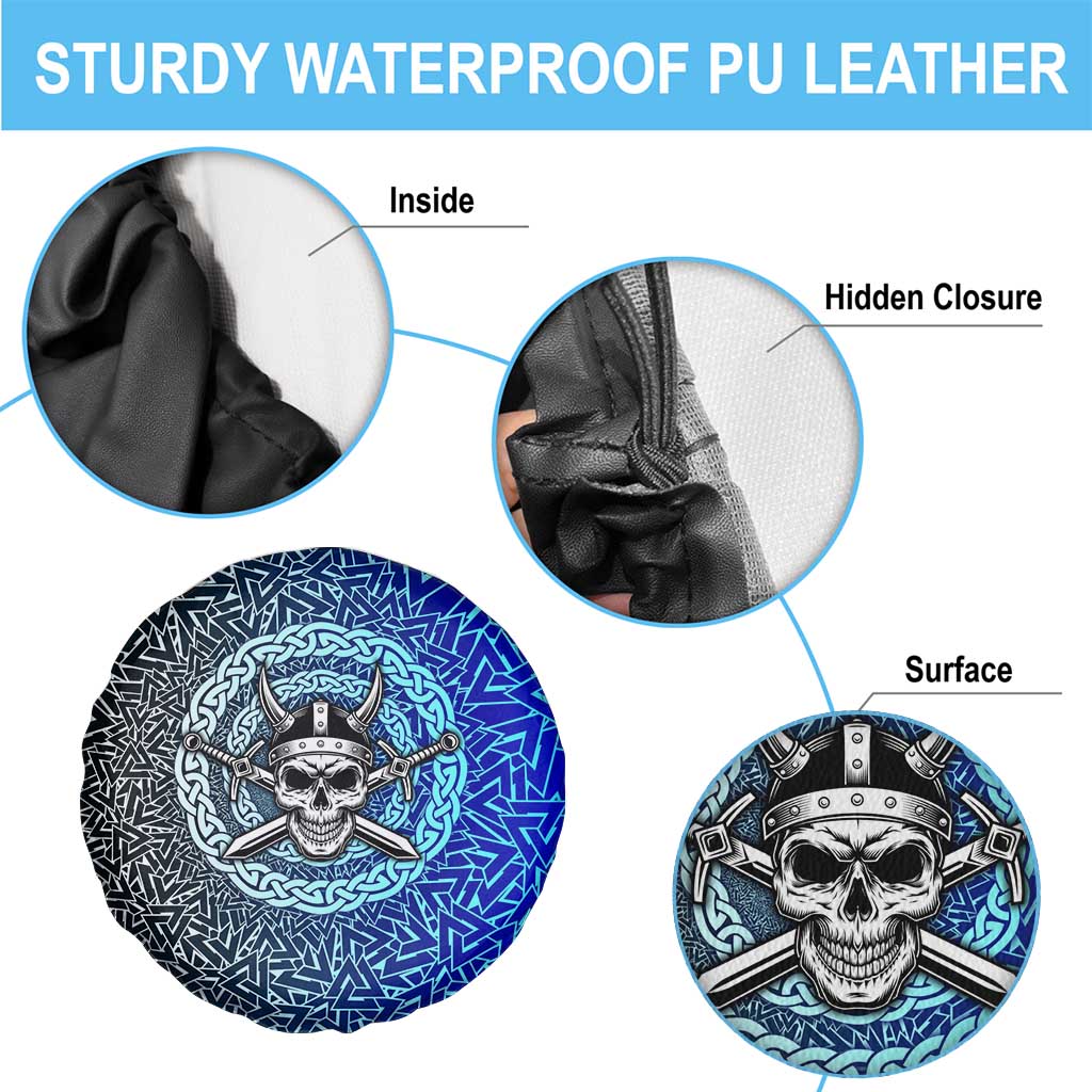 Viking Skull Spare Tire Cover with Horned Helmet and Swords Nordic Warrior Tribute - Wonder Print Shop