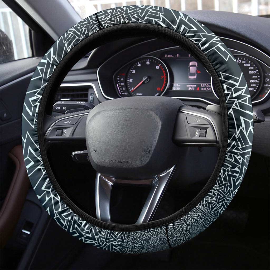 Viking Skull Steering Wheel Cover with Horned Helmet and Swords Nordic Warrior Tribute - Wonder Print Shop