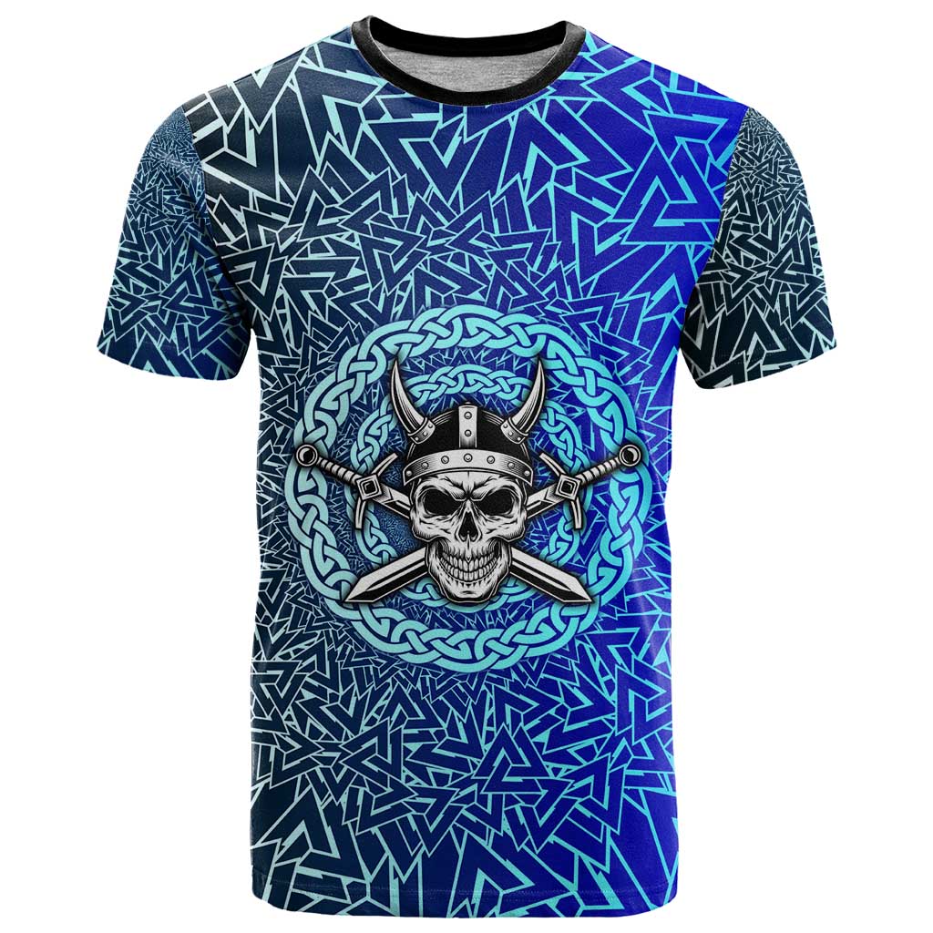 Viking Skull T Shirt with Horned Helmet and Swords Nordic Warrior Tribute - Wonder Print Shop