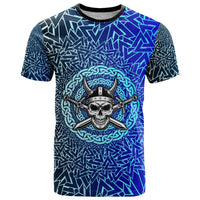 Viking Skull T Shirt with Horned Helmet and Swords Nordic Warrior Tribute - Wonder Print Shop