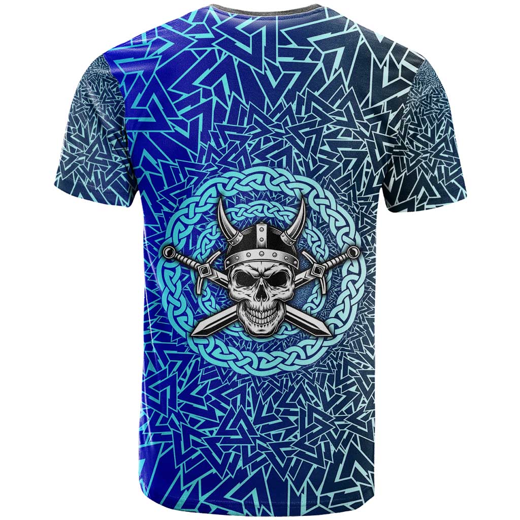 Viking Skull T Shirt with Horned Helmet and Swords Nordic Warrior Tribute - Wonder Print Shop