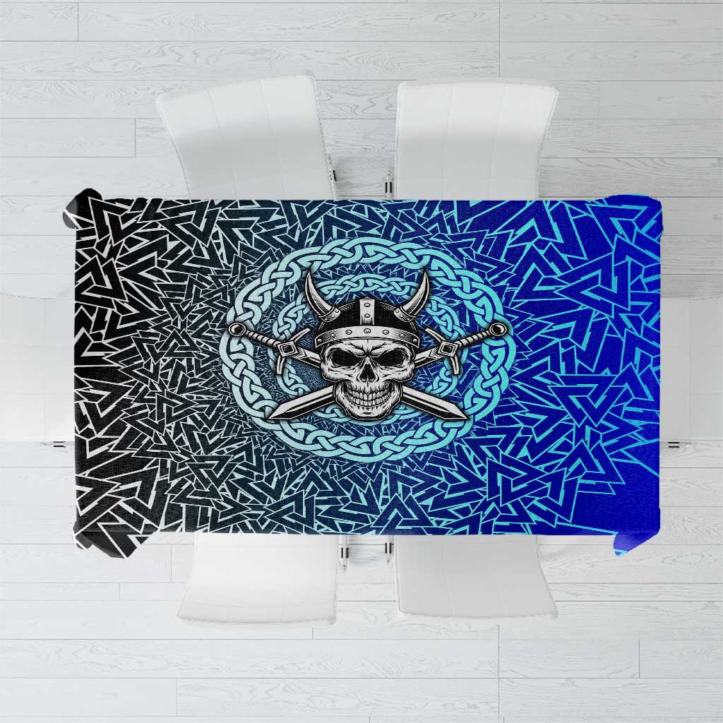 Viking Skull Tablecloth with Horned Helmet and Swords Nordic Warrior Tribute - Wonder Print Shop